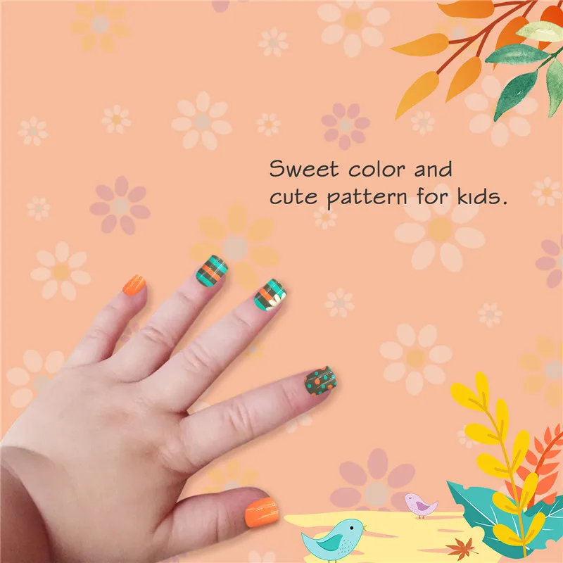 12 видов конструкций, 30 шт., прессованные накладные ногти для детей, в коробке, полное покрытие, Детские накладные ногти, искусственные ABS, сделай сам, для девочек, для дизайна ногтей