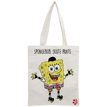 

Custom SpongeBob Tote Bag Reusable Handbag Shoulder Cloth Pouch Foldable Cotton Canvas Shopping Bags Customize your image