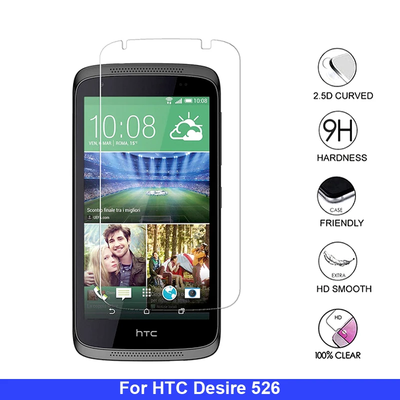 2Pcs For HTC Desire 526 4g Lte 526G 526G+ D526 326 326G Dual SIM D526h 4.7&quot Tempered Glass Screen Protector Protective 2.5d Film |