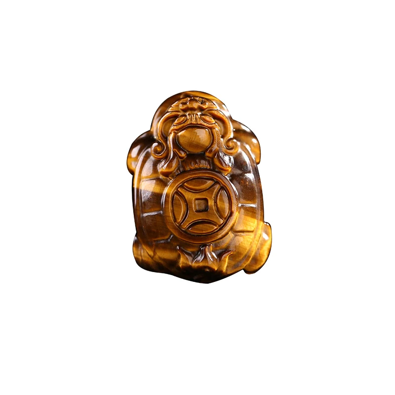 

Pretty Natural Tiger's Eye Gem Pendant Hand Carved Dragon Head Turtle Lucky Blessing Amulet Pendant + rope Necklace Fine Jewelry