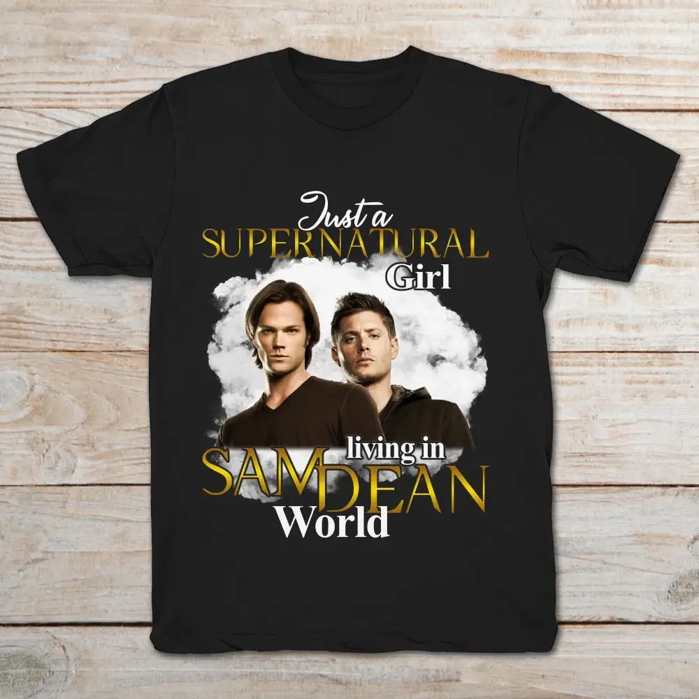 Мужская футболка с круглым вырезом Just A Supernatural черная Повседневная и лето 2019 |