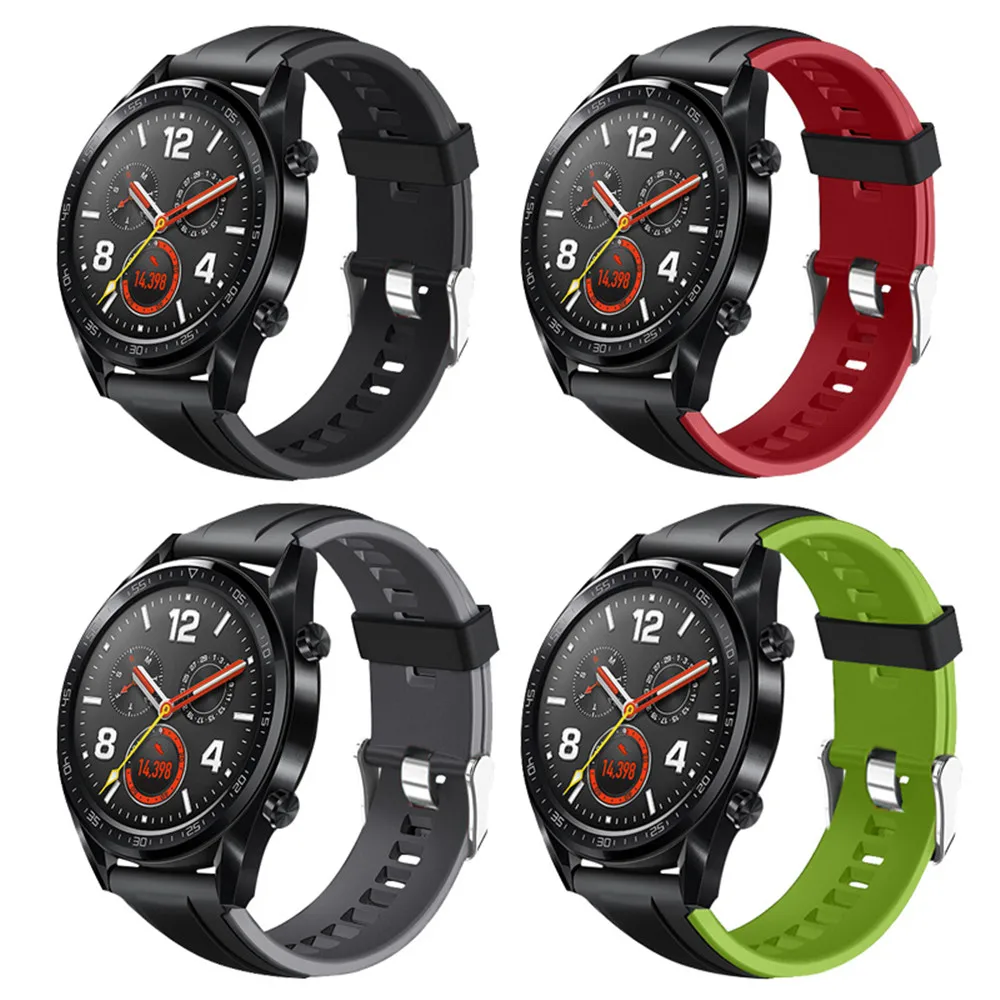 Двойной Цветной силиконовый ремешок для huawei Watch GT Band спортивный ремешок для huawei Honor watch Magic/Ticwatch pro браслет