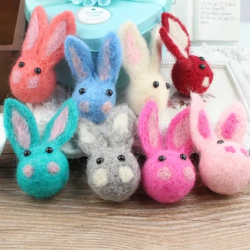 

Wholesale 10PCs 68*50MM Kawaii Animal Rabbit Doll Craft Handmade Wool Felt Button Patch Sticker Craft Fit Girls Hair Jewelry DIY