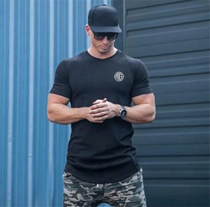 Muscleguys crossfit t قميص رجل يتأهل المحملات الرجال الجمنازيوم القمصان كمال الاجسام قمم لياقة الملابس س الرقبة قصيرة الأكمام تي شيرت