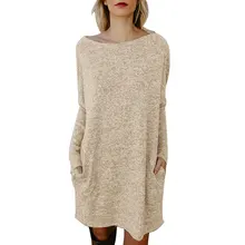 Casual Style Women’s Dress for Autumn Winter 2018 New Solid Color Full Sleeve Knitted Bodycon Dress for Female Vestidos