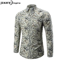 Новинка, модные повседневные мужские рубашки с длинным рукавом, европейский стиль, приталенная Мужская рубашка, высокое качество, цветочные рубашки, camisa masculina
