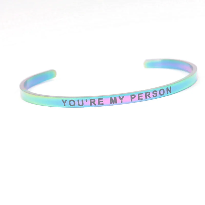 4 мм "YOU'RE MY PERSON" великолепное предложение Браслет манжета нержавеющая сталь Персонализация мантра браслеты для подарок ко Дню Святого Валентина - Окраска металла: ZZ - 04