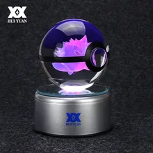 Gengar 3d Хрустальный шар лампы Покемон Стекло мяч привело красочные Вращение База ночник творческий день рождения ребенка/Рождественский подарок