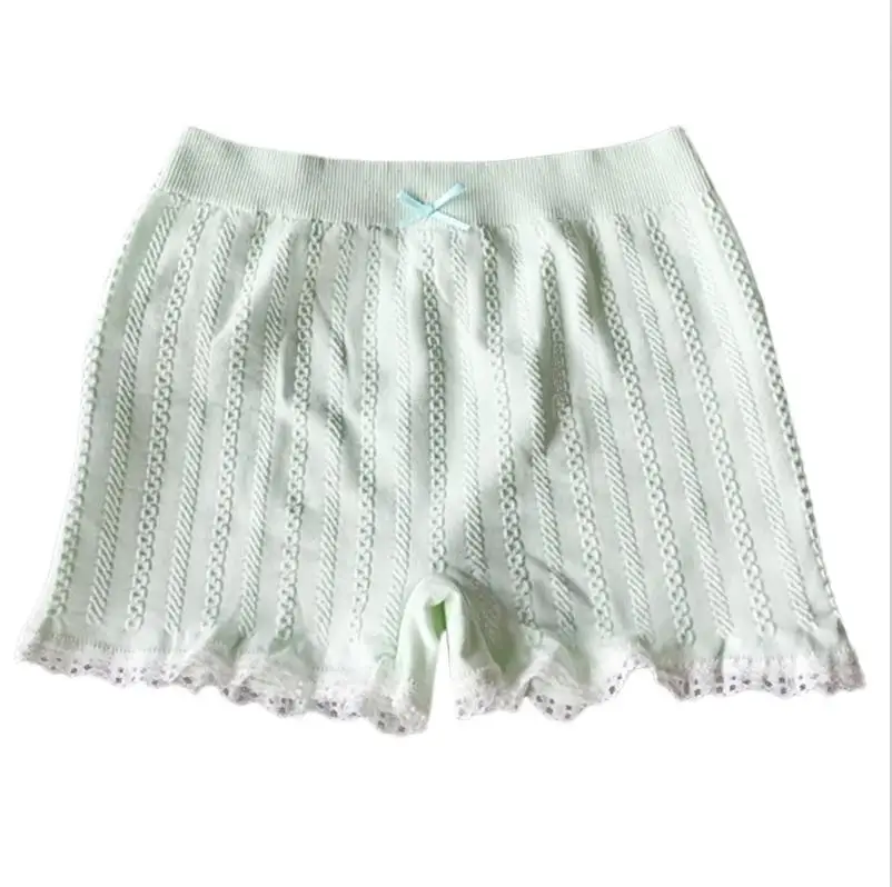 Модные новые эластичные обтягивающие шорты для женщин и девочек, кружевная Полосатая юбка под юбку, короткие штаны для мальчиков с бантом, 6 цветов, высокое качество - Цвет: Зеленый