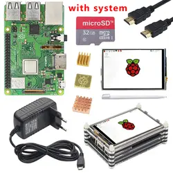 Новый оригинальный Raspberry Pi 3 Model B + 1,4 ГГц встроенный WiFi и Bluetooth + 3,5 дюймов сенсорный экран + чехол + Мощность Pi 3B + Pi3B Plus