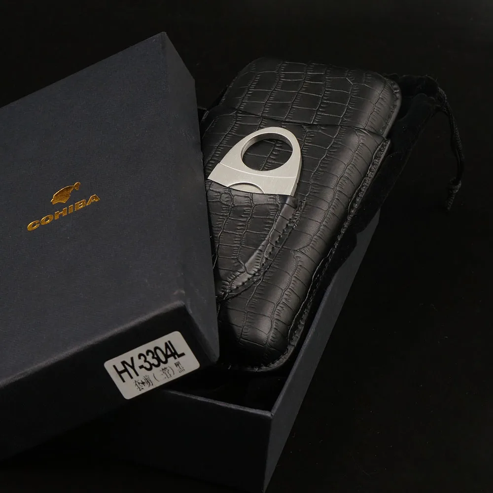 Кожаный чехол Держатель Cohiba для сигар 3 трубки Humidor с набором резцов|humidor|humidor