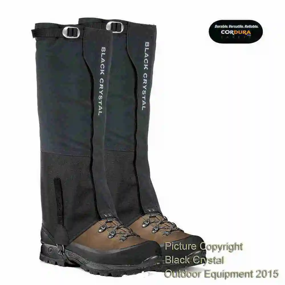 

Black Crystal Hiking Gaiters Men Outdoor Research Hunting Breathable Waterproof Leg Snow Ski Gaiters CORDURA Fabric