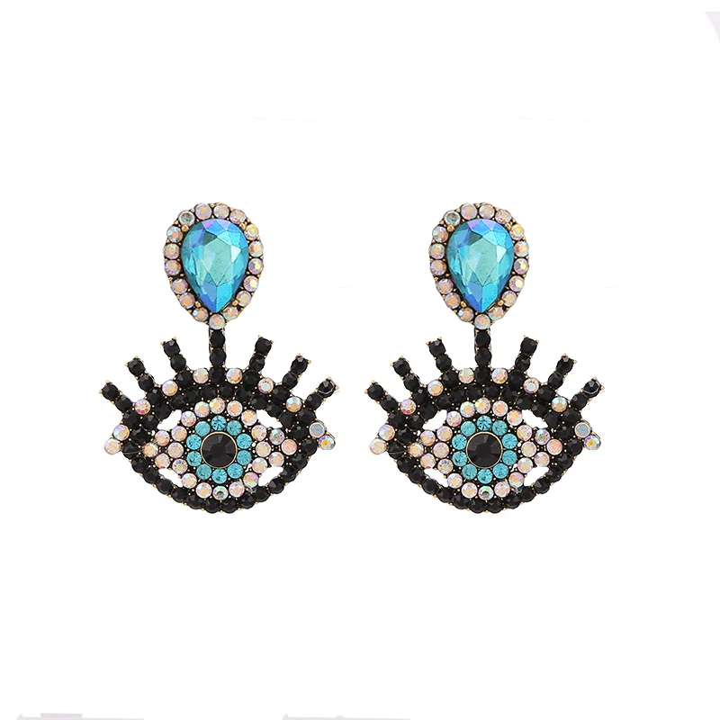 Sehuoran, богемные серьги-гвоздики в виде глаз для женщин, новые брендовые летние цветные дизайнерские милые серьги с бусинами, свадебные серьги, подарок для - Окраска металла: E1095 Blue AB
