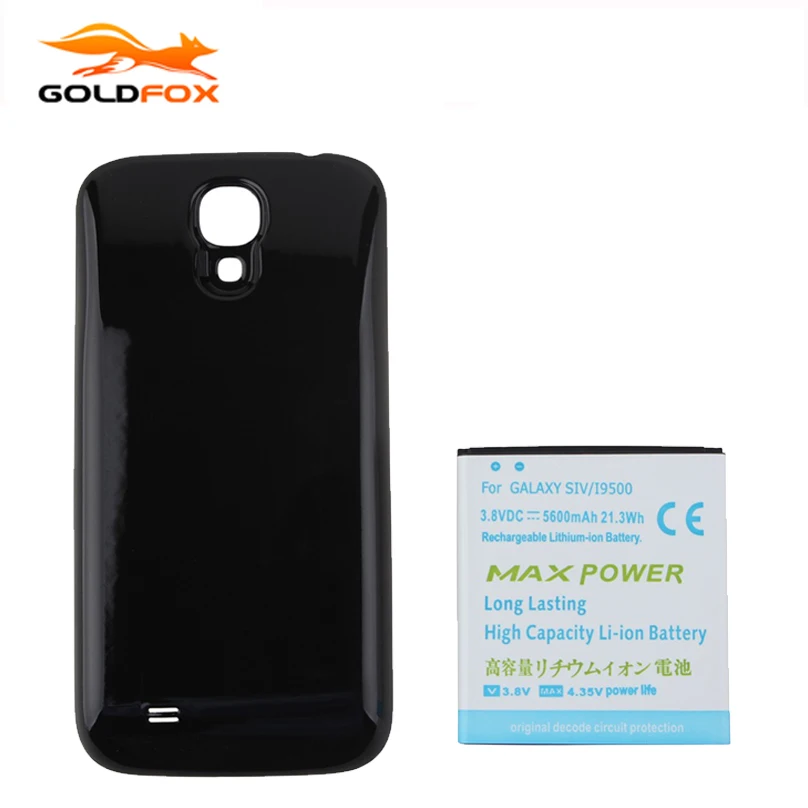 

GOLDFOX Phone Battery For Samsung Galaxy S4 i9500 i9505 i9502 SIV High Capacity 5600mAh Replacement Battery with Black Back Case