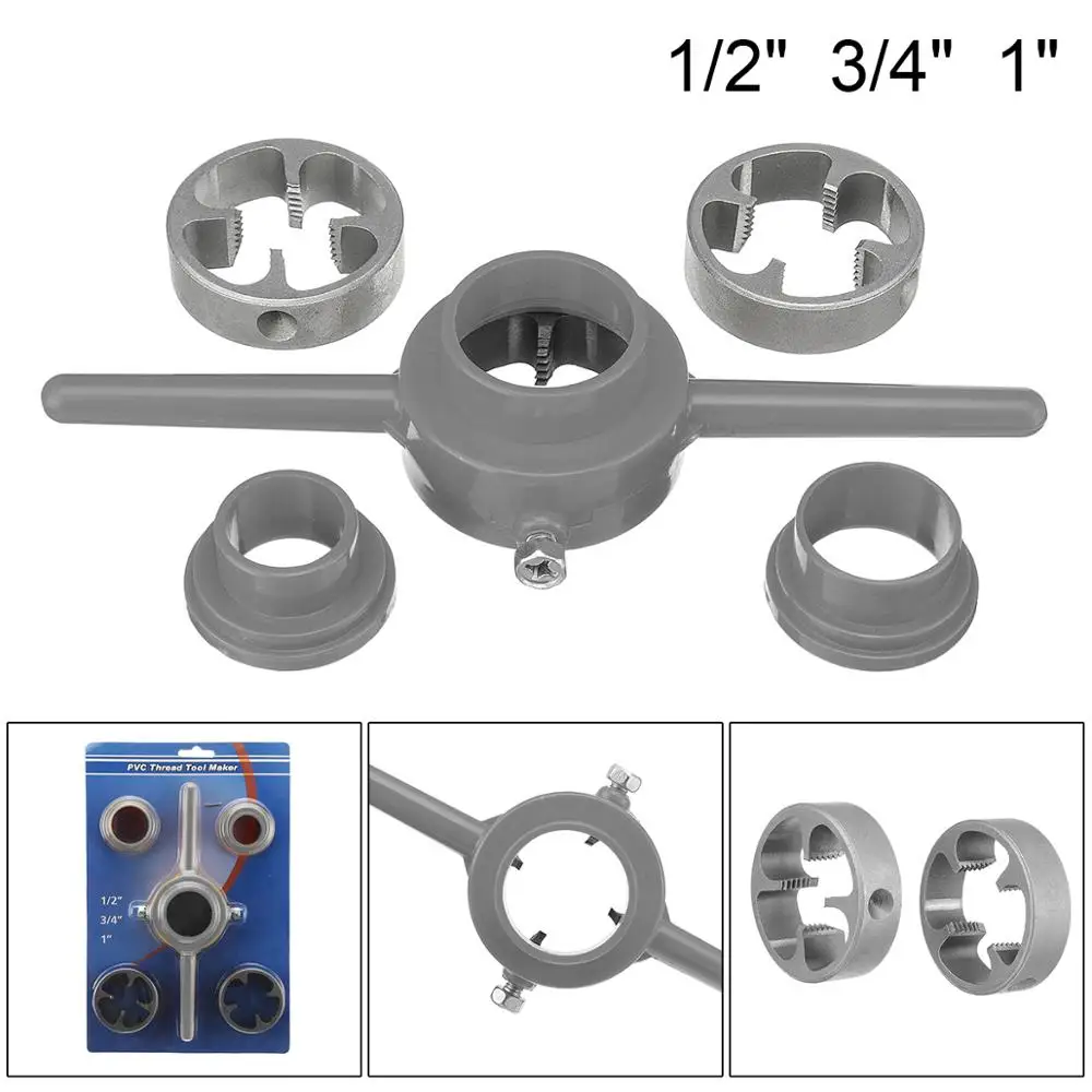 6Pcs 1//2 3//4 1 Inch PVC Thread Tool Maker Easy Apply Pipe Threader Screw Die Set