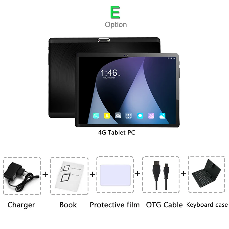 10-дюймовый планшетный ПК 3g/4 аппарат не привязан к оператору сотовой связи Телефонный звонок Android 8,0 octa core Оперативная память 6 ГБ Встроенная память 64 Гб 2.5D закаленное Стекло 10,1 Планшеты шт+ подарок - Комплект: Комплект 5