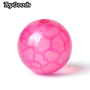 

TopGoods Natural Gemstone Beads Rose Pink Agate Loose Charms Turquoise Cracked Vein Bead 8mm Ball Stone For Women Jewelry Making