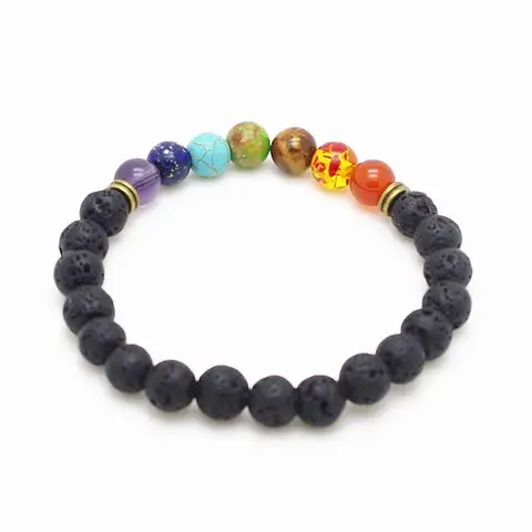 Beads Lava Rock 7 Chakra Healing Balance Bracelet for Men Women Reiki Prayer Stone Yoga Chakra Bracelet Pulseras Mujer