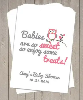 

personalized sweet owl Baby Shower candy Buffet treat gift bar birthday Petal Toss bags Bakery Cookie Favor packets