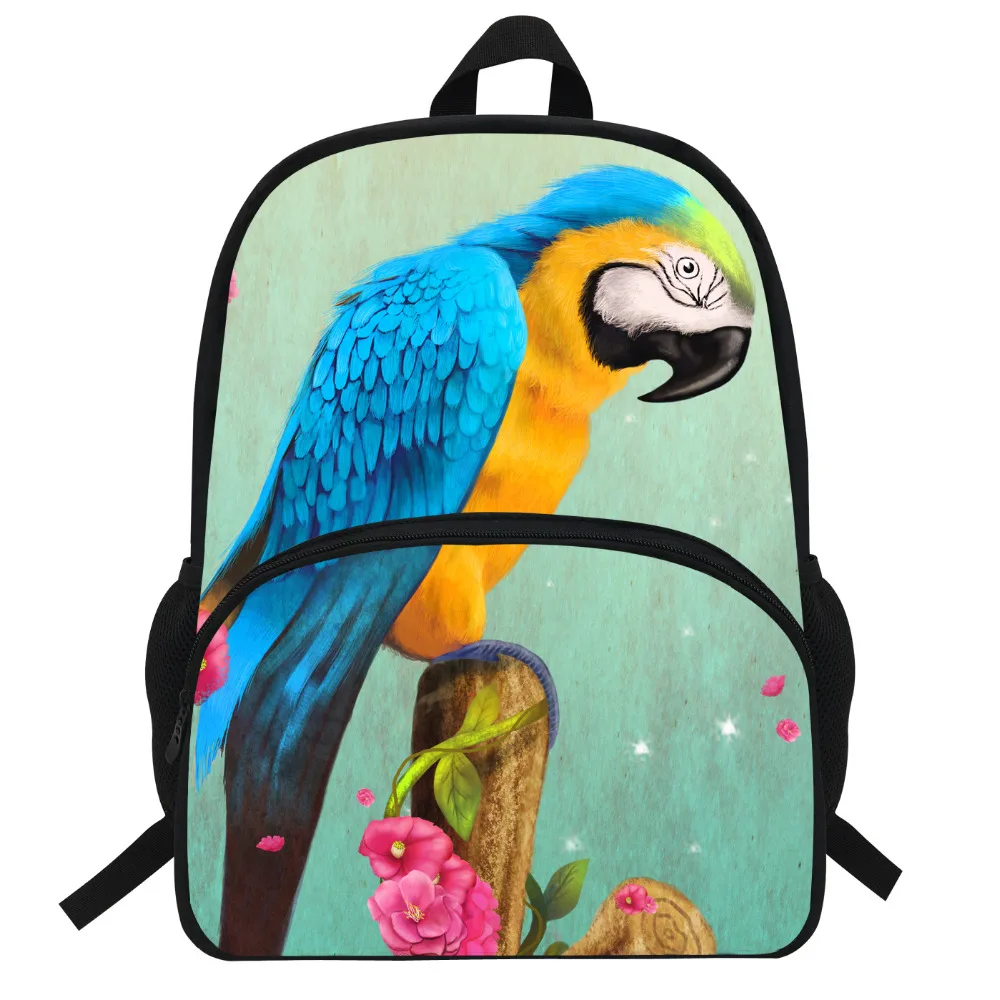 16inch Girls Zoo Animals Backpack For Women School Bags Print Parrot Backpack Macaw Teenagers