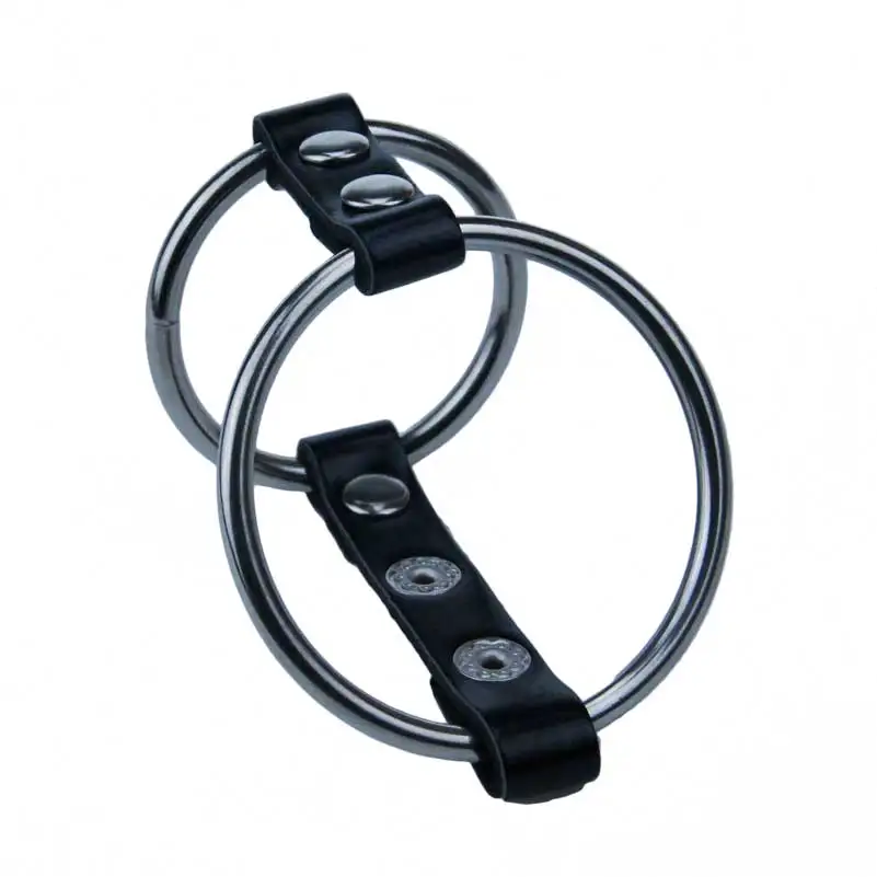 hc04802 leather belt stainless steel cock ring Delay Ejaculation (6)