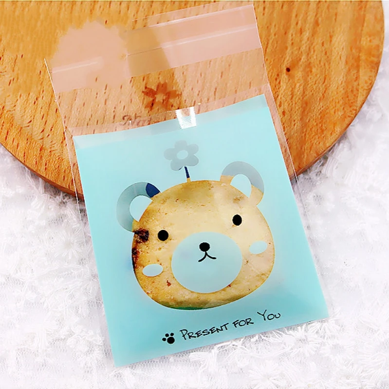 50 шт./лот 7x7 см милый мультяшный кролик медведь пластиковый пакет печенья Подарочная упаковка для конфет сумки Свадьба День Рождения Вечеринка Сувениры