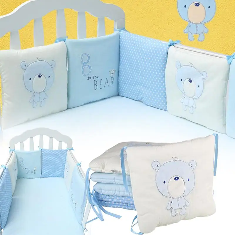 

6PCS/Lot Comfortable Baby Infant Crib Bed Bumper Cotton Kids Cot Protector Bumper Breathable Cushion Toddler Nursery Bedding