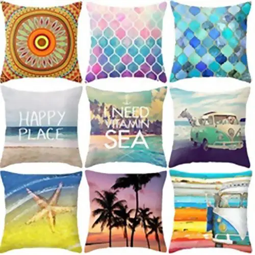

2018 New Fashion Boho Geometric Beach Painting Living Room Linen Pillow Case