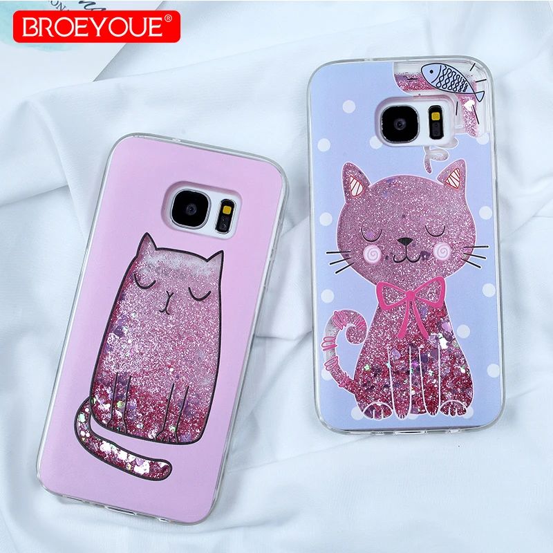 

BROEYOUE Dynamic Cases For Samsung Galaxy S7 Edge S9 S8 Plus Soft TPU Bling Quicksand Sequins Case For Galaxy J3 J5 J7 2016 2017