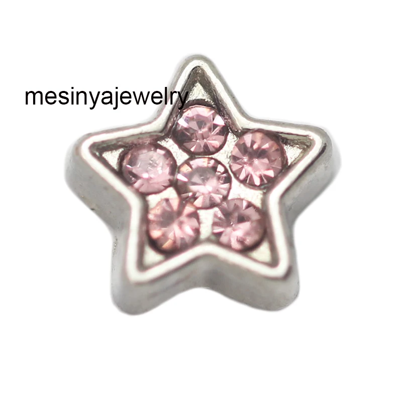 

10pcs pink piont star floating charms for glass locket Min amount $15 per order mixed items, FC-921