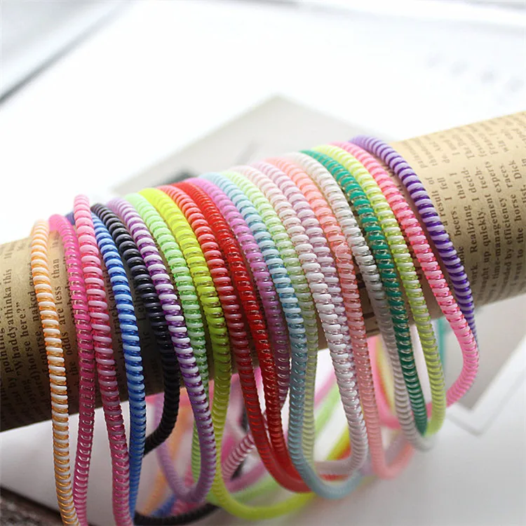 

60cm Colors Data Cable Protective Sleeve Spring twine For Iphone Android USB Charging earphone Case Cover random color