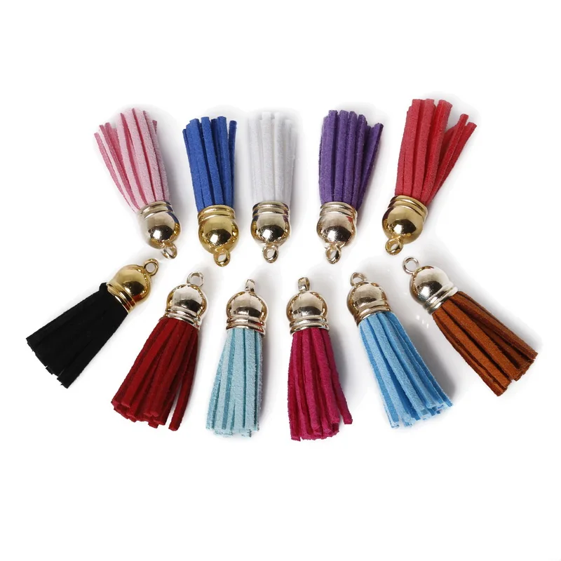10pcs/lot Suede Tassel For Keychain Cellphone Straps Jewelry Charms,35mm Leather Tassels With