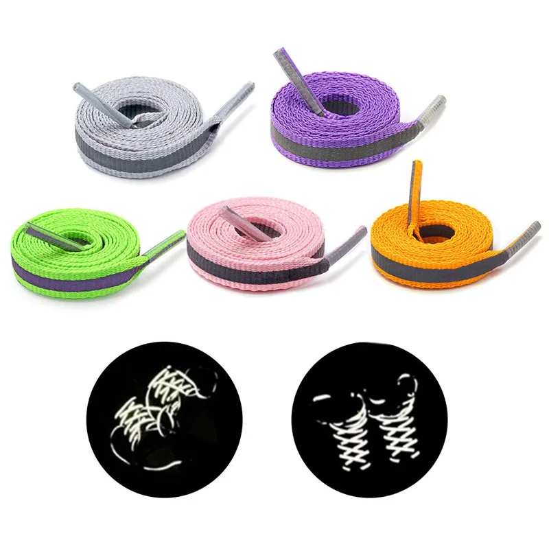 

1Pc Conspicuous Double Side Reflective Runner Safety Luminous Glowing Shoelaces Unisex For Sport Basketball Canvas Shoes