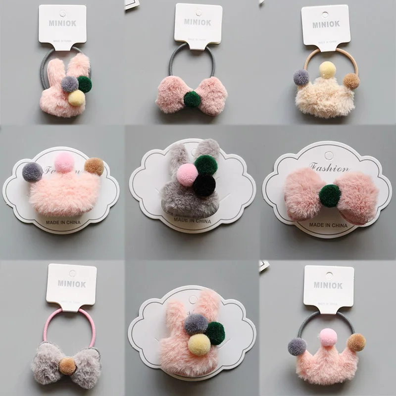 

Sale Crown Rabbit Faux Fur Girls Elastic Hair Band Hair Rubber Band Hair Accessories Gum Rope Cute Scrunchies Ponytail Holder