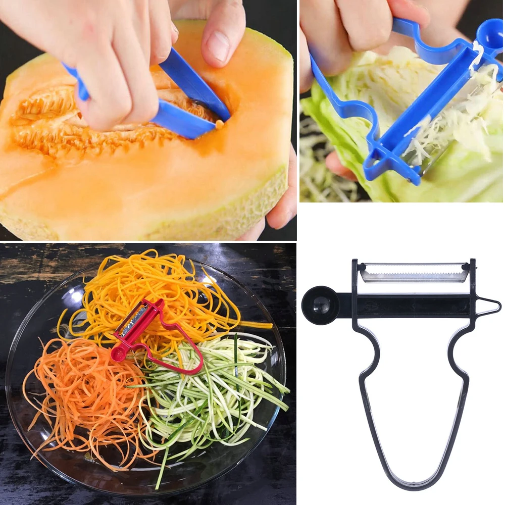 

3 pcs Set Slicer Shredder Peeler Julienne Cutter Multi Peel Stainless Steel Blade Kitchen Tools Magic Trio Peeler Set