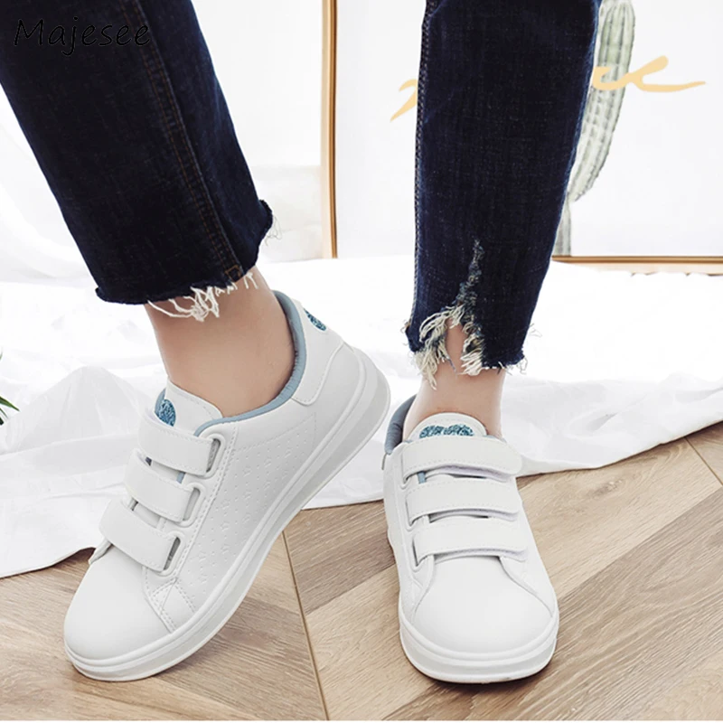 

Vulcanize Shoes Women Spring Students Hook&Loop Leisure All-match White Sneaker Womens Trendy Sweet Running Korean Style Female