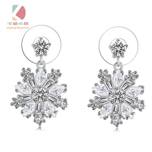 Lingdong Мода 925 Серебро оборванных серьги Снежинка серии микро мозаика личные моды подарок на день рождения