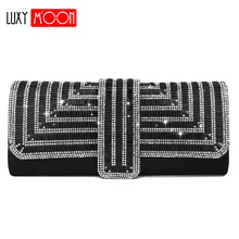 Женский вечерний клатч, стразы, мигающий, дневной клатч, кошелек, сумочка с кристаллами, на цепочке, для невесты, для свадьбы, Femme, вечерние, ручная сумка, XA124K