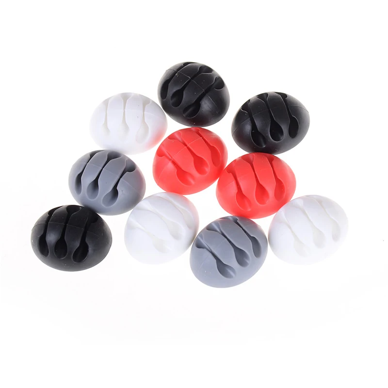 10pcs/lot 3 Hole Soft Rubber Cable Winder Desktop Wire Organizer Clip Earphone Cable Holder Clip Mouse Cord Protector Management