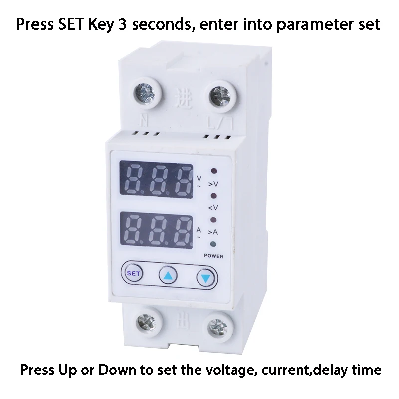 63A 230V din-рейка регулируемое перенапряжение и под напряжением защитное устройство предохранитель реле с защитой от перегрузки по току