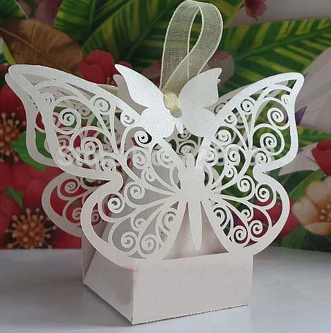 

2000 pcs Laser cut Butterfly Wedding favor box candy box gift box wedding favors event party supplies wedding decoration