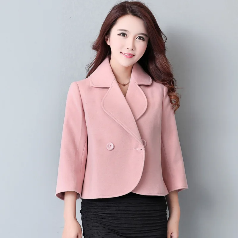 

Double Breasted Women Wool Coat Elegant Winter Jacket Short Cashmere Coat 2018