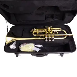 C трубы латунные инструменты с Trompete мундштук лаковая отделка с ABS случае Музыкальные инструменты