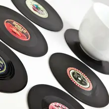 6pcs Environmental Plastic Vinyl Record Table Placemats Simple Creative Mug Coaster Heat-resistant Cup Coasters Dining Table Mat