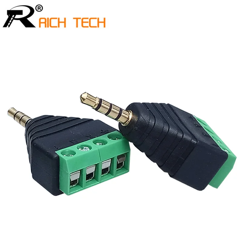 

1PC Video AV Balun 3.5mm 4 Pole Stereo Male to AV Screw Terminal Stereo Jack 3.5 mm male 4 pin Terminal Block Plug connector