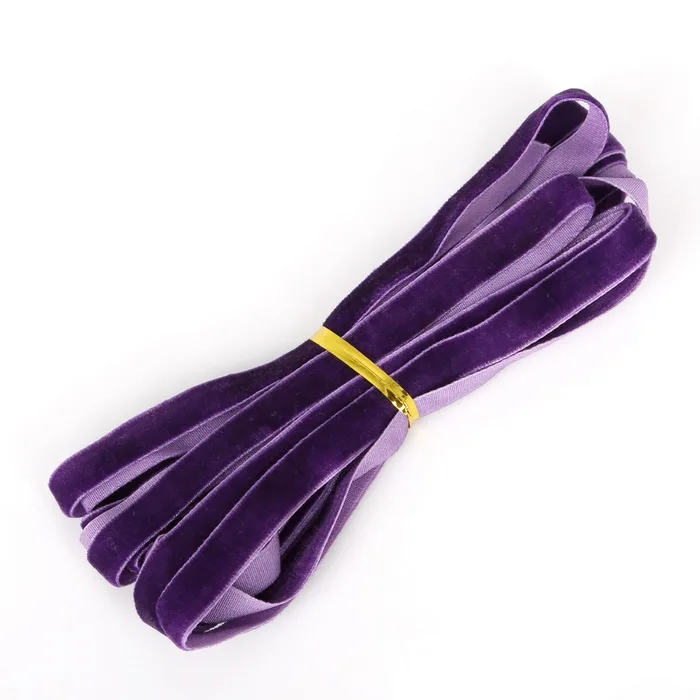 5 Ярд/лот блестящая нейлоновая односторонняя бархатная лента велюровая тесьма тканевая повязка на голову лента для волос аксессуары из кружевной ткани 10 мм - Цвет: Dark purple