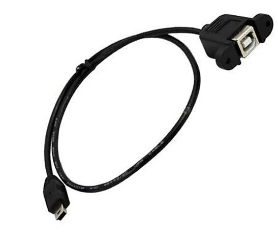 

0.5M/19.7inch 5Pin Mini B Male to Printer Port USB 2.0 B Female Panel Mount Data Cable Cord