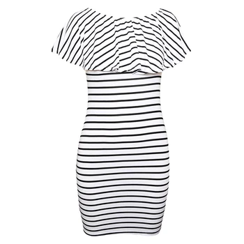

Women's Striped sexy Off-shoulder Dress