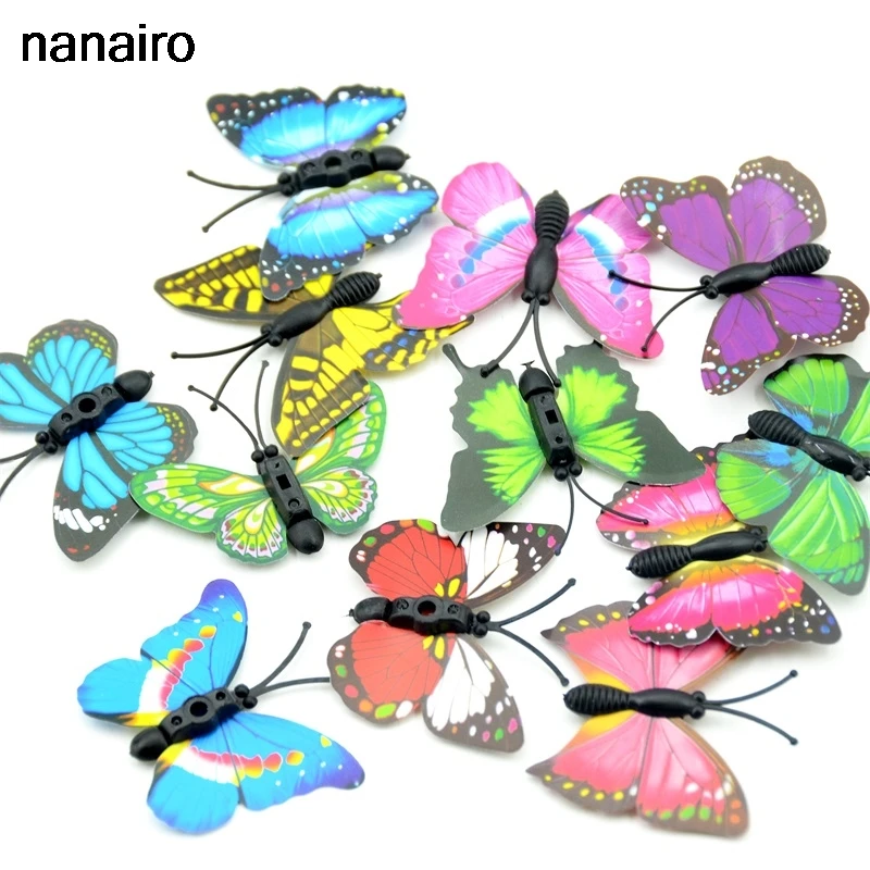 Fake Decorative Butterflies Artificial Craft Colorful Wedding Supplies 12pcs/lot 