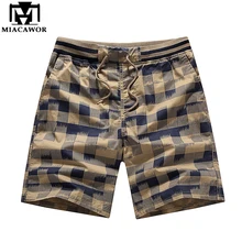Miacawor летние шорты мужские хлопковые мужские шорты кэжуал Талия на резинке бермуды Masculina клетчатые шорты пляжные шорты Homme K803